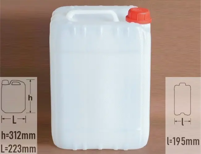 bidon plastic din polietilena cu capacitatea 10 litri culoare alb cu capac cu autosigilare rosu